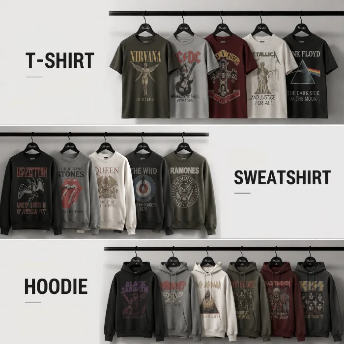 A selection of printed apparel