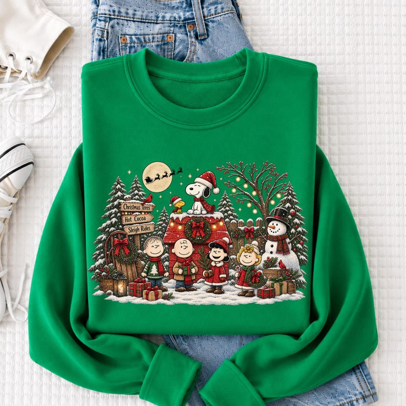 PK - Peanuts Christmas Friends Sweatshirt, Festive Holiday Crewneck, Cozy Gift