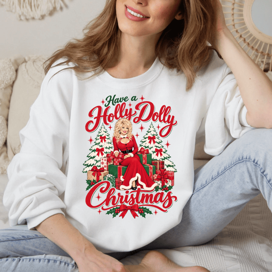 TQ - Holly Dolly Christmas Sweatshirt, Holiday Shirt, X-mas Tee