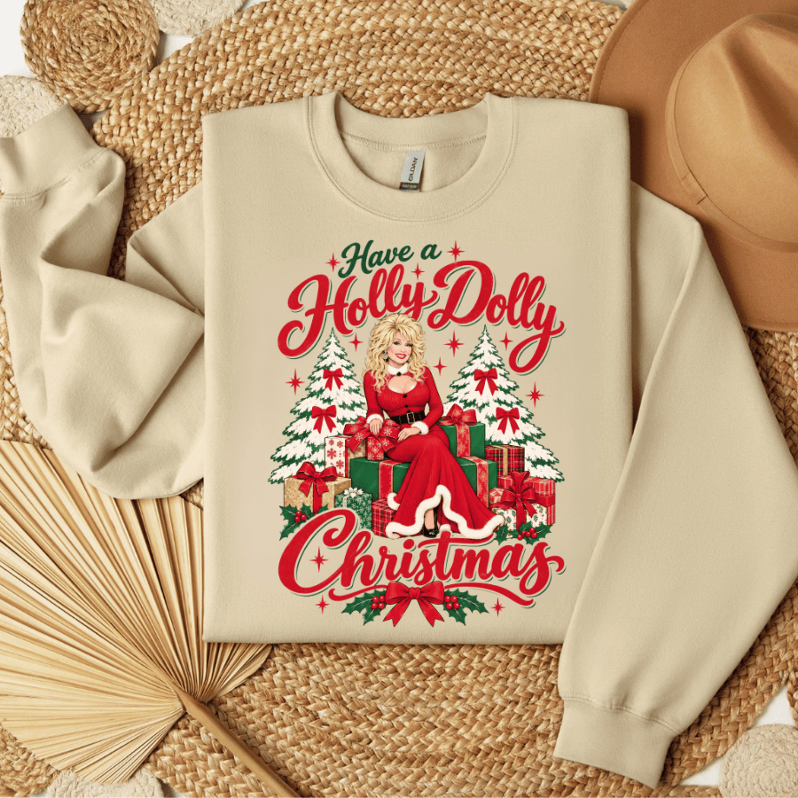 TQ - Holly Dolly Christmas Sweatshirt, Holiday Shirt, X-mas Tee