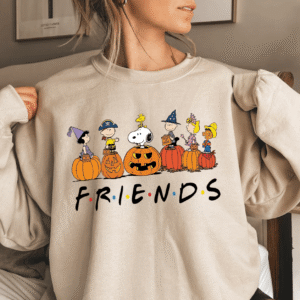 PK - Friends Halloween Crewneck Sweatshirt, Cute Pumpkin Character Graphic, Spooky Season Fall Pullover
